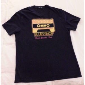 BROOKLYN BLUES SHOP T Shirt Mens Large Blue New York Beats for the Soul Music